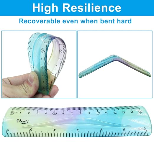 Hitefu 2 Pcs Plastic Flexible Ruler, 6 Inch(15 cm)