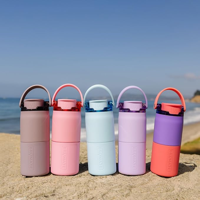 BrüMate Rise 18oz Water Bottle with Covered Silicone Straw | 100% Leakproof Insulated Kids Water Bottle | Cup Holder Friendly Base | 18oz (Stardust)