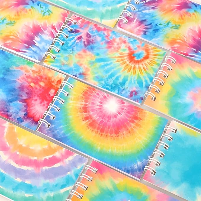 Hooqict 24 Pack Mini Tie Dye Notepads Multicolor Pocket Notebooks Small Spiral Notebook Mini Journal Pocket Notepad Memo Pads for Kids Girls Birthday Art Party Favors Classroom School Office Supplies, 3.9 x 2.4 Inch