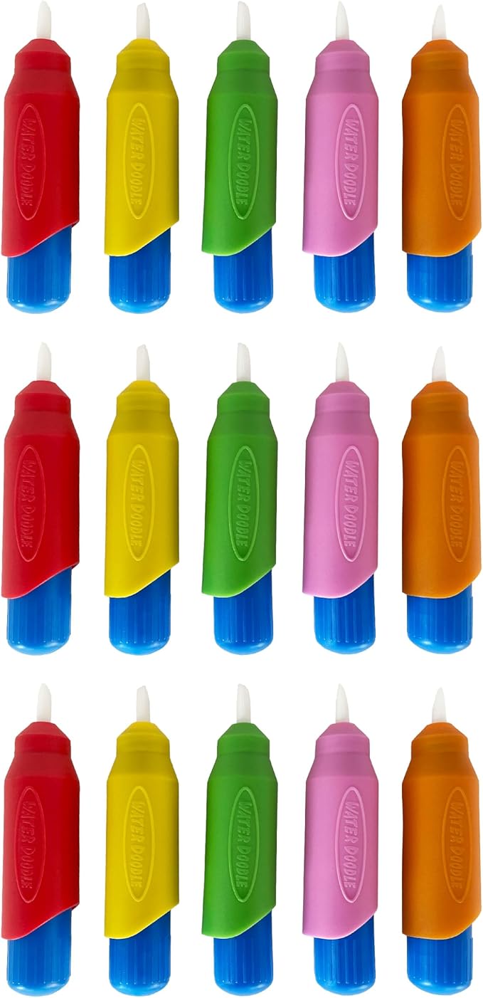 15 Multi-Color Aqua Brushes, Paint with Water Brush set, Replacement Water Doodle Wow Pens by Kanga Toys for Drawing Books or Magic Mats, for Kids Ages 3+