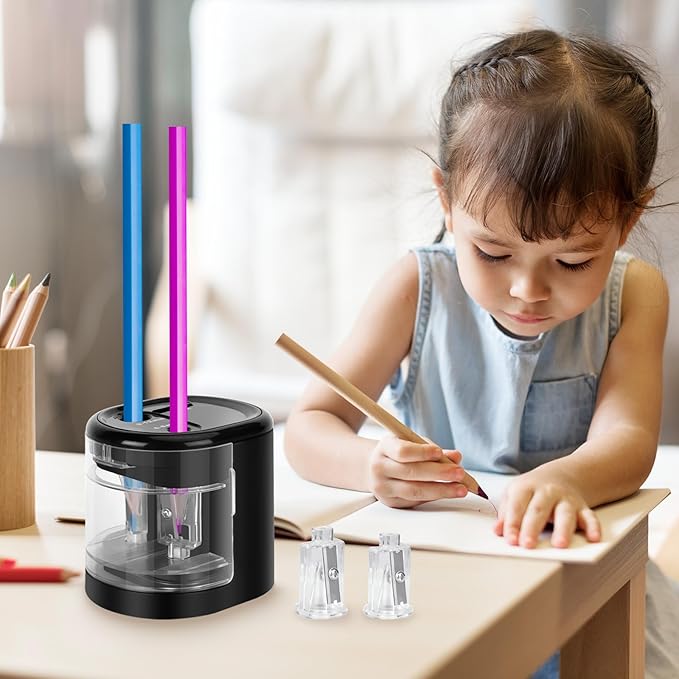 Electric Pencil Sharpener, Double Hole (Black)