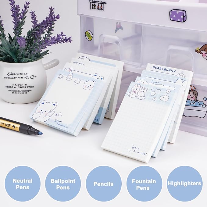 640 Pcs Cute Sticky Notes, Self-Stick Note Pads, Kawaii Memo Pads Lined, Funny Sticky Notes, List Notepads Set Bulk for School Office Home Supplies Teacher Students Planner Gifts