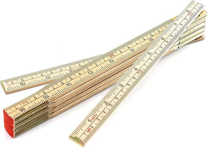 QWORK Folding Wood Rule, 2 Pack, 6FT 6 Inch Foldable Ruler with US and Metric Measurements for Carpenters