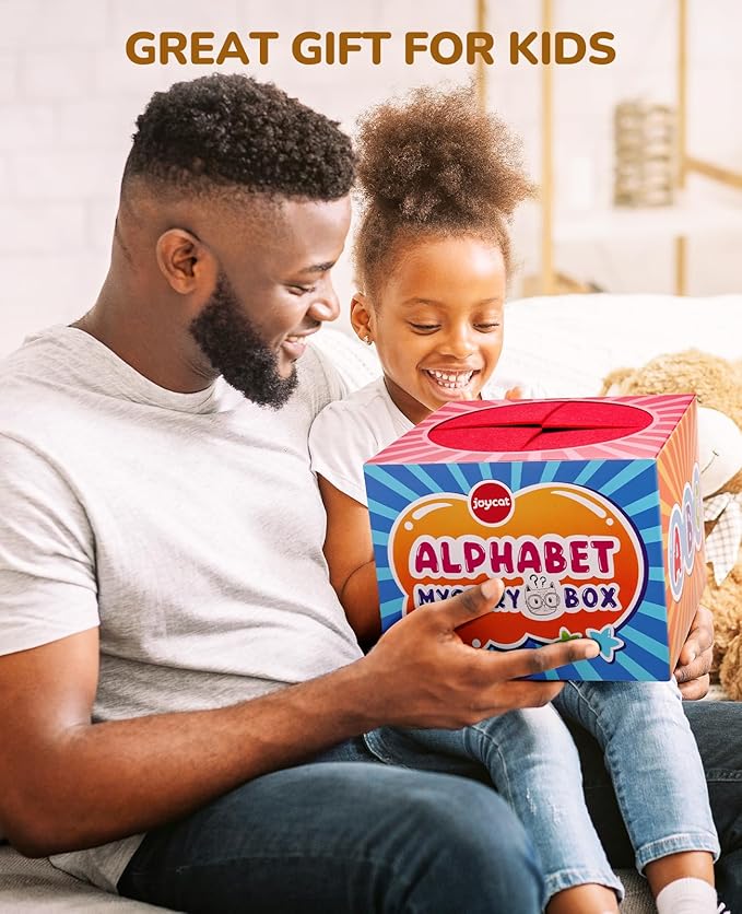 JoyCat Mystery Alphabet Box for Kids 52 PCS Letters Sorting Matching Game Activities Letter Sounds Fine Motor Learning Toys for Preschool Kindergarten Classroom - Easter Basket Stuffers Gifts for Kids