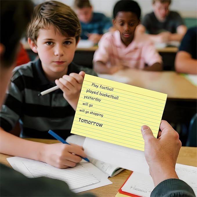 Yellow Ruled Index Cards 5x7 Inch - 50 Pack Study Flash Cards for School, Office & Home, Durable Note Cards with Lines