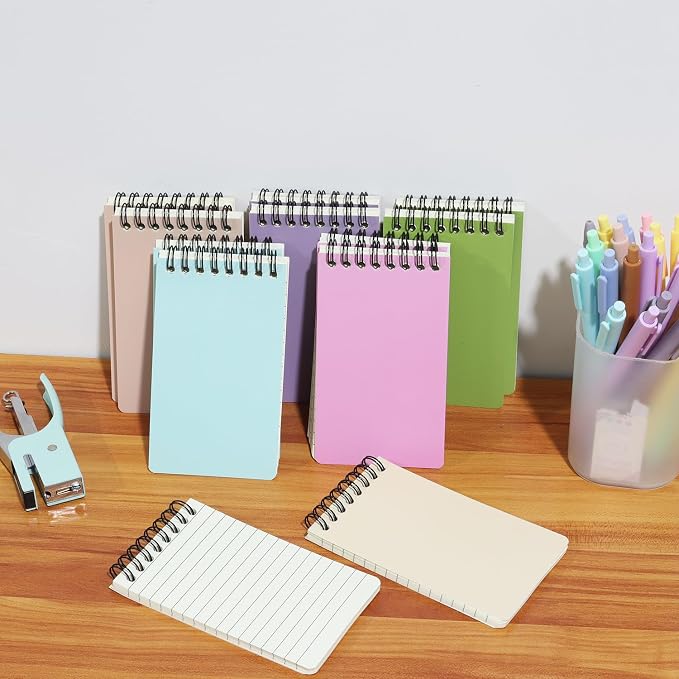 12 Pack Pocket Notebooks, 3x5 Small Notepads, Mini Spiral Notebooks, 60 Sheets/120 Pages,Lined College Ruled Paper, Memo Pads for Home, Office, School or Travel (Colorful)