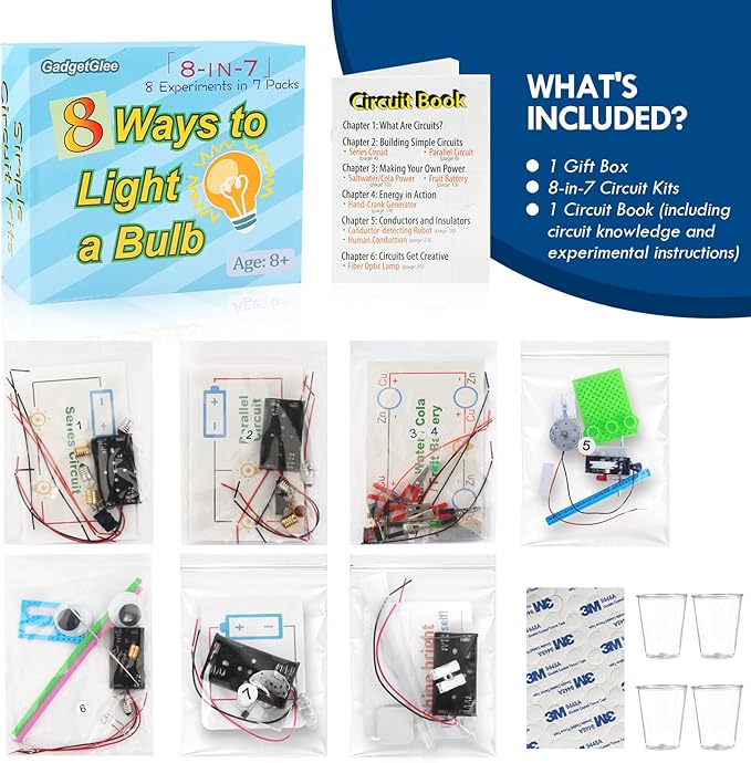 Science Circuit Kit Electricity for Kids, STEM Electrical Light Bulb Experiment, Electric Science Gifts Fair Project Kits Age 8-12, Fruit Energy Experiments Circuits Engineering Projects
