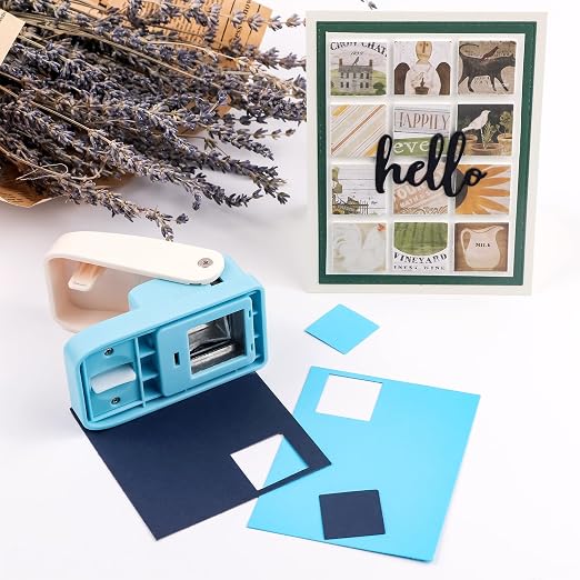 2 Pcs Paper Punch | 1 inch Square Punch | 1.1X0.9 inch Embossing Postage Stamp Shape Puncher | Square Stamp Hole Puncher | Portable Lever Craft Hole Punches for Crafting DIY Scrapbooking Projects