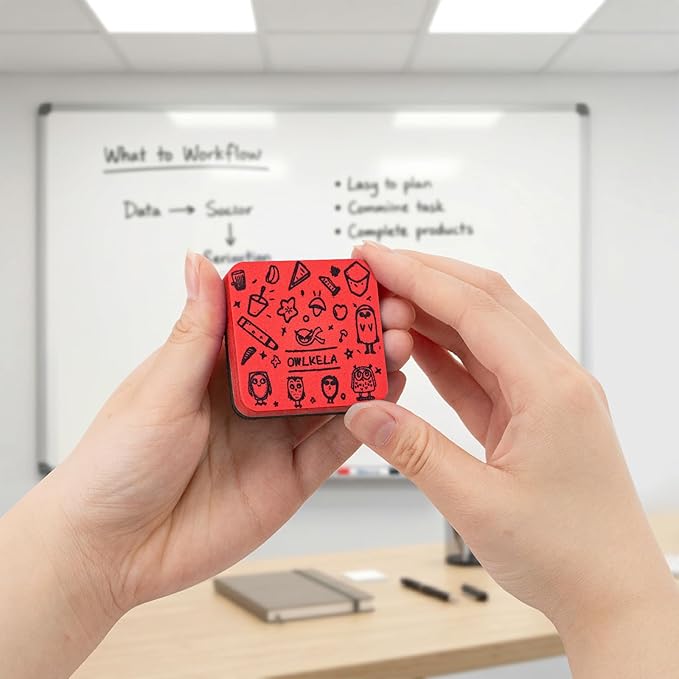 OWLKELA 30Pcs Dry Erase Erasers, Magnetic Whiteboard Eraser, Mini Whiteboard Cleaning Pads for Classroom, Office and Home, Red