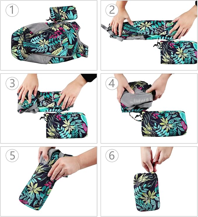ZOMAKE Lightweight Packable Backpack, 18L Small Foldable Daypack for Hiking | Water Resistant Collapsible Backpacks for Women Men, Everyday Carry, Multi Compartment Storage(Mixed Color Leaves)