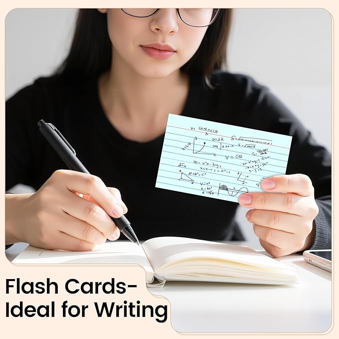 Index Cards 3x5 Inch, 300sheets, Flash Cards,Ruled Lined Blue Note Cards Paper For Studying, Schools Supplies, College, Office And Home Organization, Note Taking Supplies
