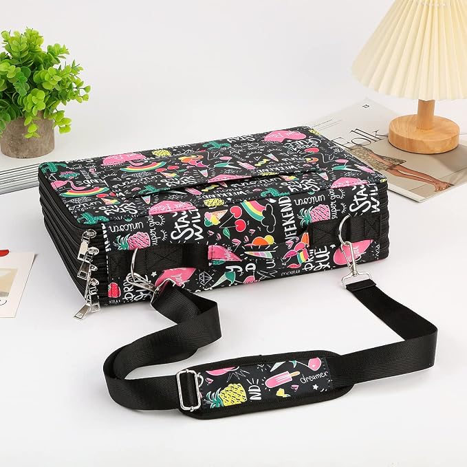 600-Slot Colored Pencil Case, 5-Layer Zipper with Shoulder strap and Handle | Organizer Bag for Pencil Storage Case for Artist Painter Office Sketch Travel Supplies
