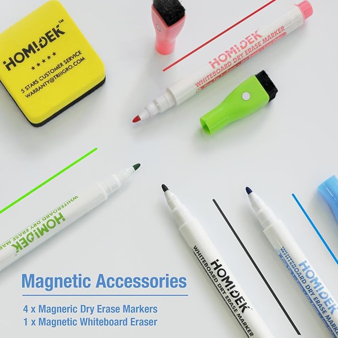 HOMiDEK Magnetic Whiteboard for Fridge, 3 Pack Small Magnetic Dry Erase Boards with 4 Markers & 1 Eraser, Reusable Blank Magnet White Board Sheets for Home, Kitchen, Office, Classroom - 13 x 20