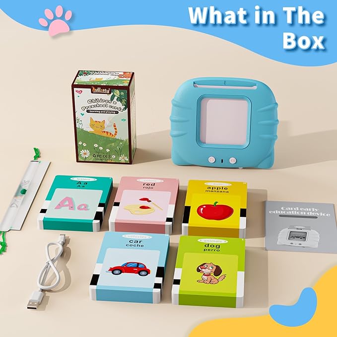Aullsaty Toddler Toys Bilingual English and Spanish Talking Flash Cards for 1 2 3 4 5 6 Year Old Boys and Girls, Autism Sensory Toys for Autistic Children, Learning Educational Speech 250 Sight Words