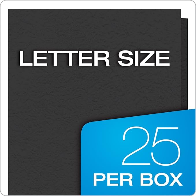 Oxford Two-Pocket Folders with Fasteners | Black | Letter Size | 25 per Box, Pack of 5