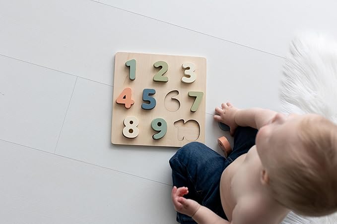 Pearhead Wooden Numbers Puzzle, 1–10 Counting Learning Toy for Toddlers, Montessori Educational Puzzle