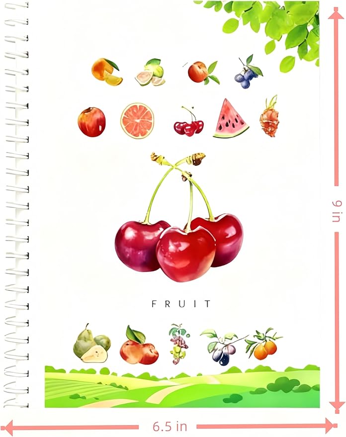 48 Colors Watercolor Book with Paint,Beginner Watercolor Workbook Kit, Watercolors Workbook (Fruit -48 Colors)
