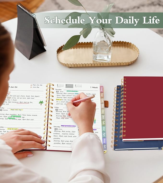 Academic Planner 2026-2027, Hardcover Weekly and Monthly Calendar Planner from July 2026 - June 2027, Daily Agenda Planners with Tabs, College School Organizer for Student Teacher, A5 (6.1" x 8.2"), Red