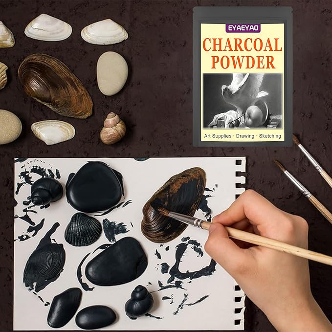 Premium Charcoal Powder for Drawing and Art, Drawing Charcoal for Sketching, Shading, Blending with Beginners & Pro Artists - 4 Ounces