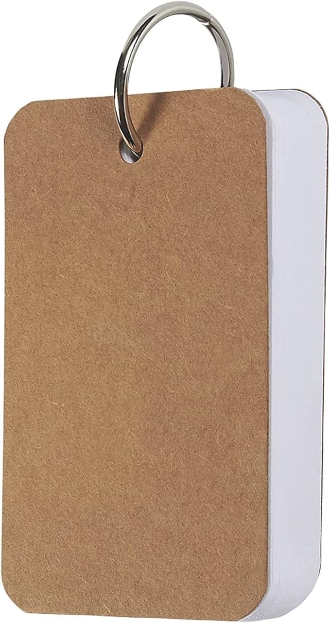 Blank Flash Cards - Notecards with Ring - Portable Mini Flashcards for Studying - Heavy 250 GSM Index Cards - Pack of 8, 400 Count, 2.2 x 3.5 in, White