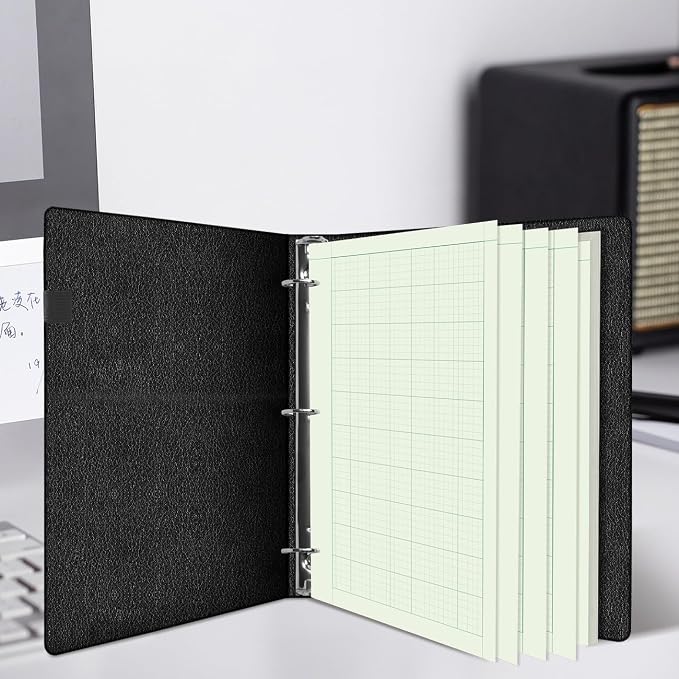 Yaridar Engineering Notebooks - 50 Sheets/100 Pages Graph Paper, 5 x 5 Graph Rule on Back, 3-Hole Engineering Computation Pad, 100 Gsm Green Tint Paper, 8-1/2" x 11"