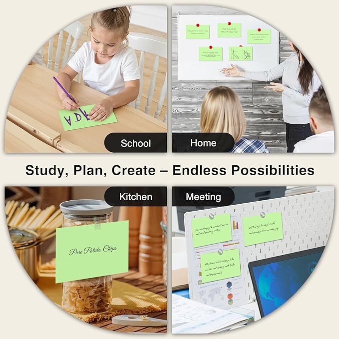 300 Count Blank Index Cards 3x5 Inch Green Flash Cards Colored Cardstock, Unruled Note Cards Study Card Portable Learning Flashcards Ideal for Note Taking, Art Sketching, Office & School Supplies