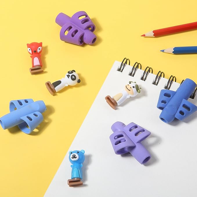 Mr. Pen- Pencil Grips for Kids Handwriting, 4 Pack with 4 Clips, Colorful, Flexible Silicon Pencil Holder for Kids, Right & Left-Handed