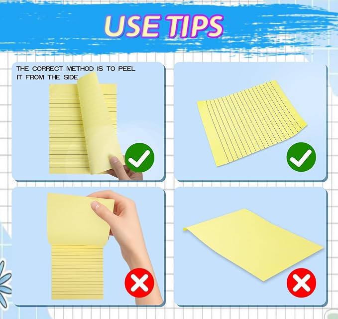 Large Sticky Notes 6x8in Yellow,300 Sheets, Clean Removable Note Pad