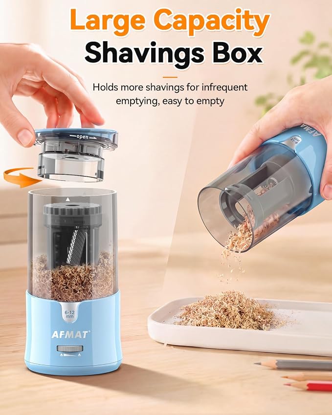 AFMAT Electric Pencil Sharpener, Plug-in Pencil Sharpener for 6-12mm Pencil