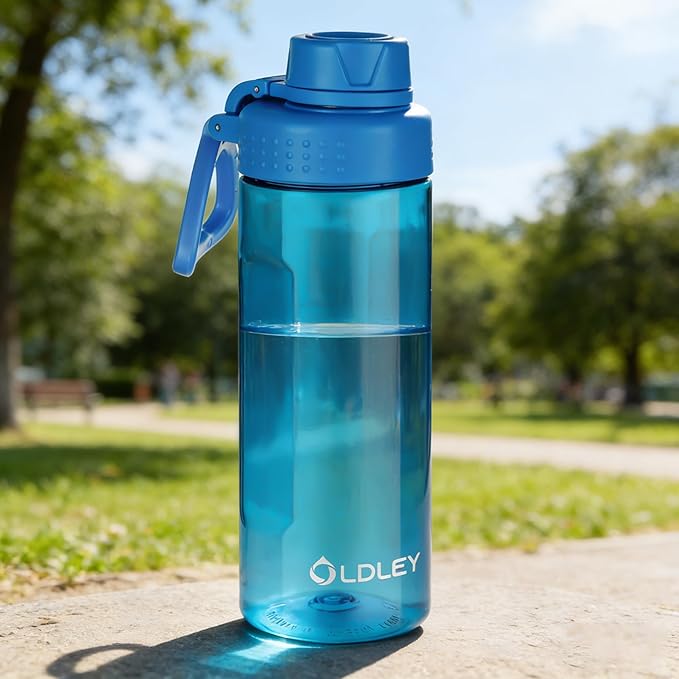 OLDLEY Water Bottles 20oz BPA Free Tritan Water Bottle with Carry Handle and Spout Lid, Leakproof Kids Water Bottle for Home,Travel, School, Outdoors, Blue