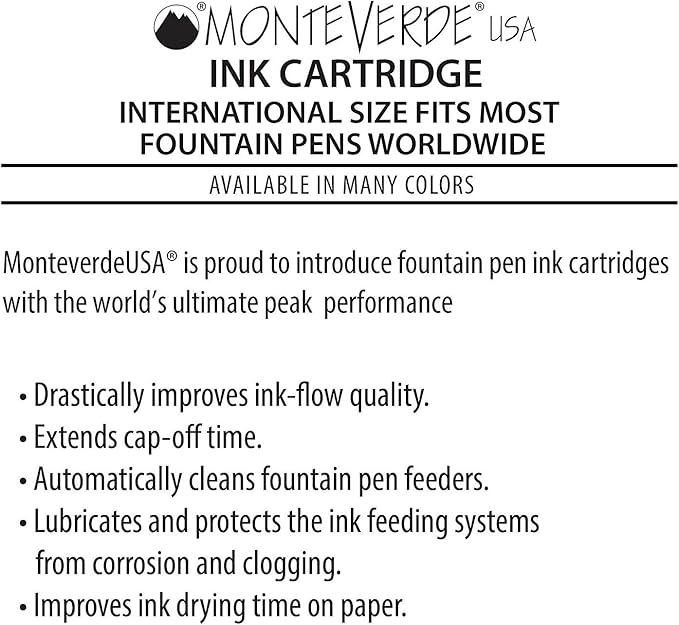 Monteverde Internatinal Size Cartridge to Fit Fountain Pens, Pink, 6 per Pack (G302PK)