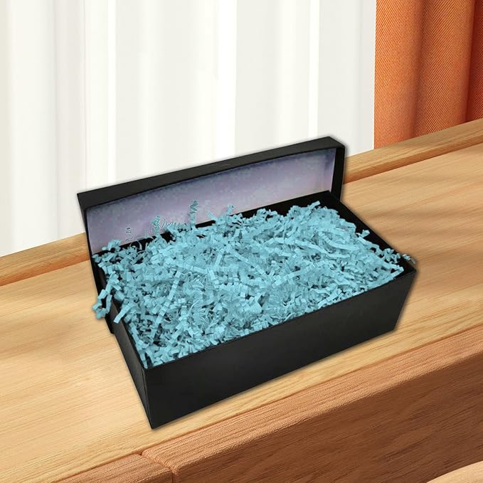 Tisspoms 1LB Crinkle Cut Paper Shred Filler, Paper Shreds for Basket Fillers, Birthday, Gift Wrapping, Anniversary, Wedding, Halloween, Thanksgiving, Christmas Gift Decor Party Filler (Fresh Blue)