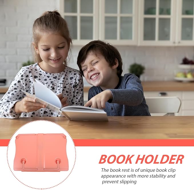 Portable Reading Rack and Music Book Stand, Soft Pink Multi-Functional Desktop Holder for Home Study and Sheet Music, Adjustable Book Holder for Reading and Practice