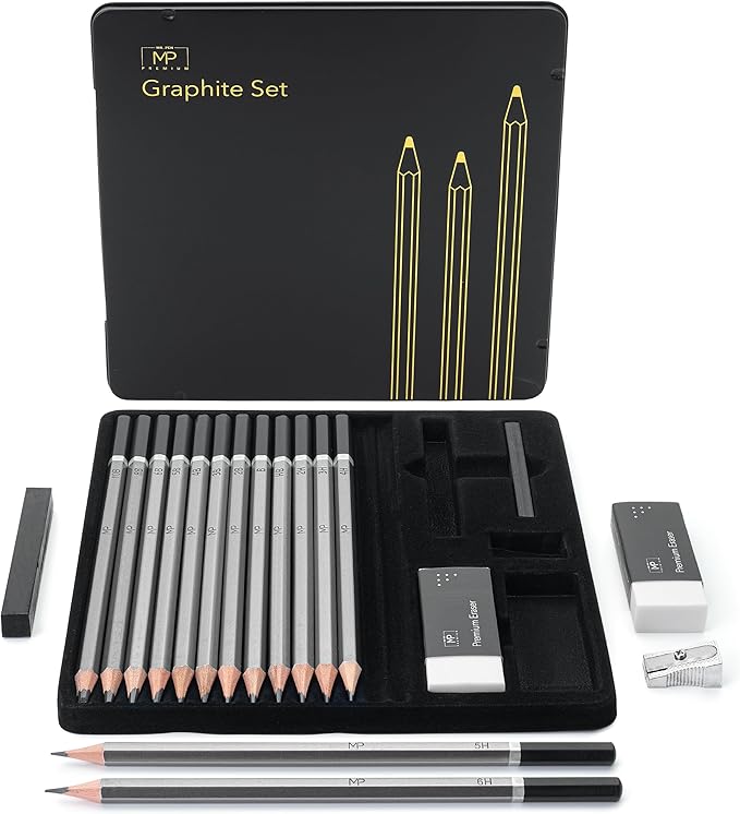 Mr. Pen- Drawing Sketching Pencil Set, 19 pcs, Graphite Pencils (10B-6H), Graphite Sticks, Erasers, Metal Sharpener, for Drawing, Sketching, Shading & Art Projects