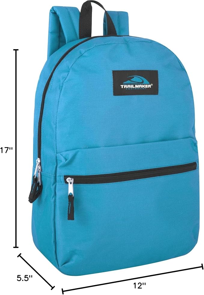 Trail maker 24 Pack Classic 17 Inch Backpacks in Bulk Wholesale Back Packs for Boys and Girls (Assorted Girls 4 Color Pack)