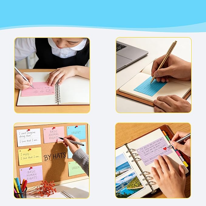 300 Sheets Ruled Index Book with Metal Ring Binder, Multicolor, 6 Pack