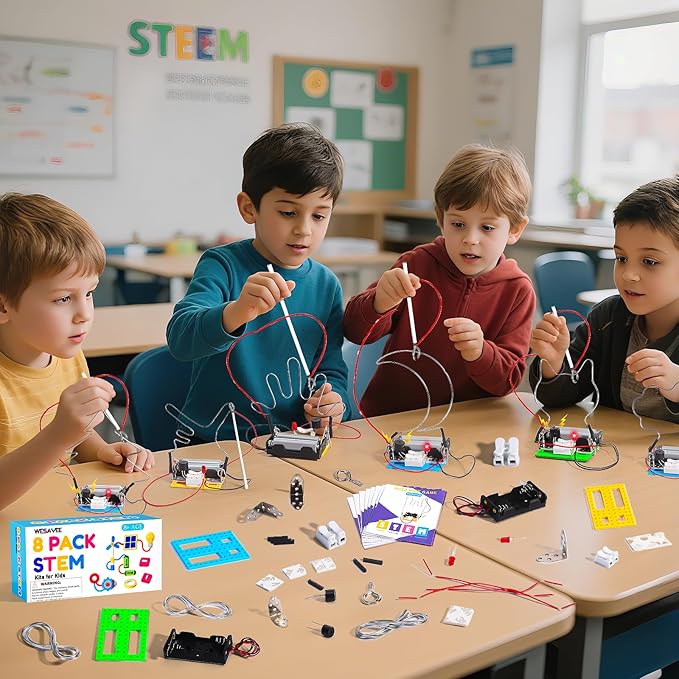 Bulk STEM Kits - 8 Set Electric Circuit Science Craft Kits for Kids Age 8-10 12-14 10-12, Girls Boys Arts and Crafts for Kids Ages 8-12 Gift Ideas, STEM Activities Projects Buzz Wire Maze Game
