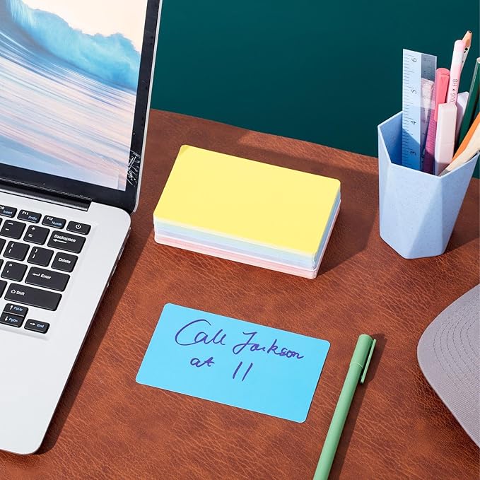 Harloon 100 Pcs Dry Erase Index Cards 3 x 5 Inch Laminated Reusable Dry Erase Note Cards Sheets for Office Home Housework to Do List(Colorful)