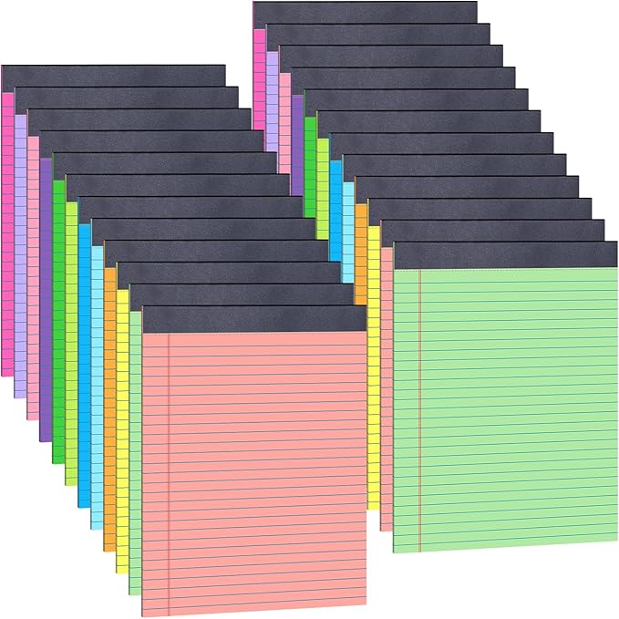 Oleitodh 36 Pack 8.5 x 11 Legal Pads Colored Note Pads Wide Ruled Lined Paper 8 1/2 x 11 with Micro-Perforated Writing Notebook 30 Sheets per Pad, Notepad for School, Office & Home Supplies