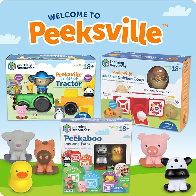 Learning Resources Peekaboo Learning Farm - Farm Animals for Toddlers, Educational Fine Motor Montessori Sets, Toddler Animal Toys, Counting, Sorting & Matching Barn Animal Toy, Little Animal Figures