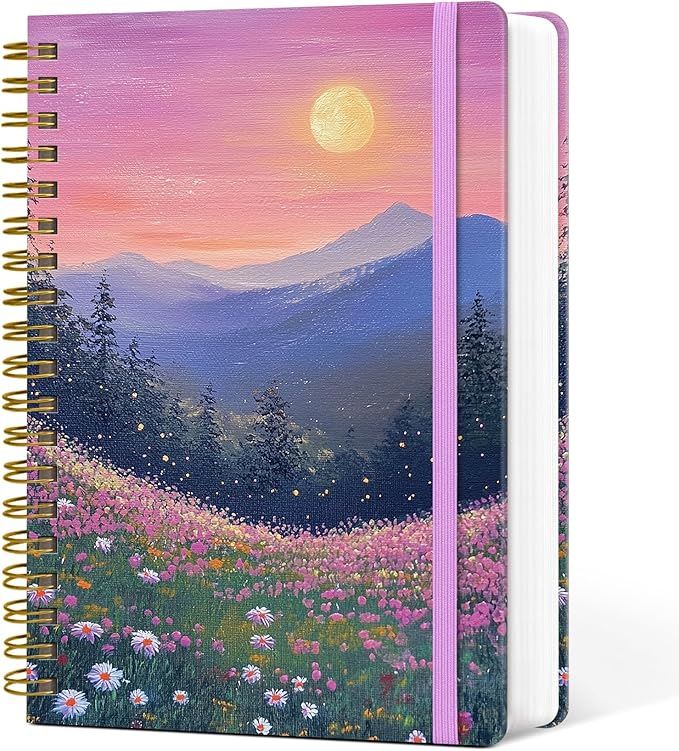 Lined Spiral Notebook Journal for Work, 300 Pages Thick B5 (7.1"x10") College Ruled Journal for Women & Writing, Hardcover Notebook for Note Taking, for Office Home School Supplies, Twilight Bloom