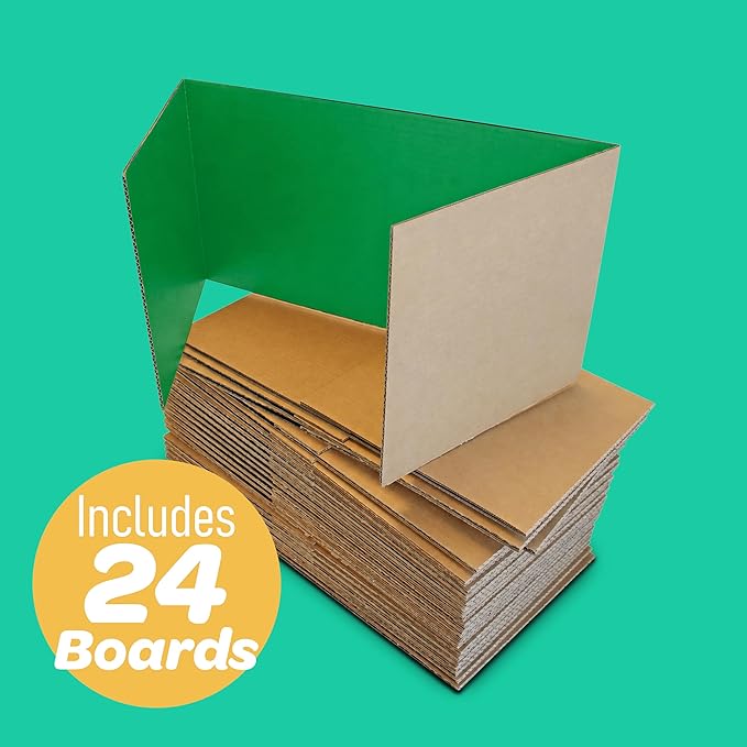 Flipside Products 18" x 48" Green Project Boards, Pack of 24, Trifold, Presentation Board, DIY Projects, Small Display, Science Fair, Classroom, Clubs, 4H, Graduation