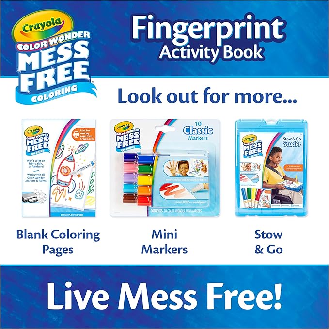 Crayola Color Wonder Mess Free Fingerprint Activity Book, Easter Basket Stuffers for Toddlers, Finger Painting Alternative, Gift for Kids Ages 3+
