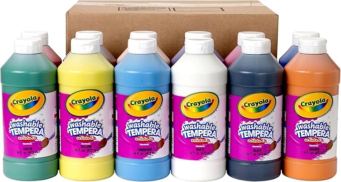 12 Ct 16 oz Artista II Washable Tempera Paint - Assorted Colors