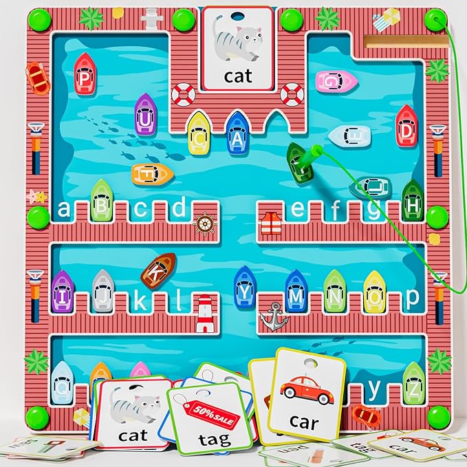 zhiwuzhu Magnetic Alphabet Maze,Montessori Magnetic Maze Board,Alphabet Puzzle Toddler Toys for Ages 2-4,Toddler Preschool Learning Toys