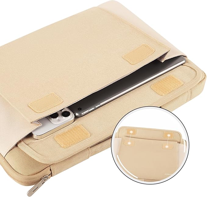DOMISO 17-17.3 Inch Laptop Sleeve Case,Water-resistant Laptop Protective Case for Dell, HP, Lenovo, Asus, Acer, Alienware,Beige
