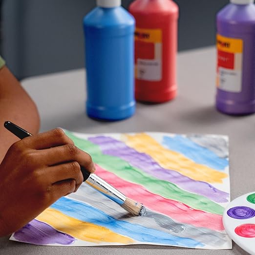 School Smart Washable Tempera Paints for School and Arts and Crafts Use, 16 Ounces Each, Assorted Metallic Colors, Set of 6