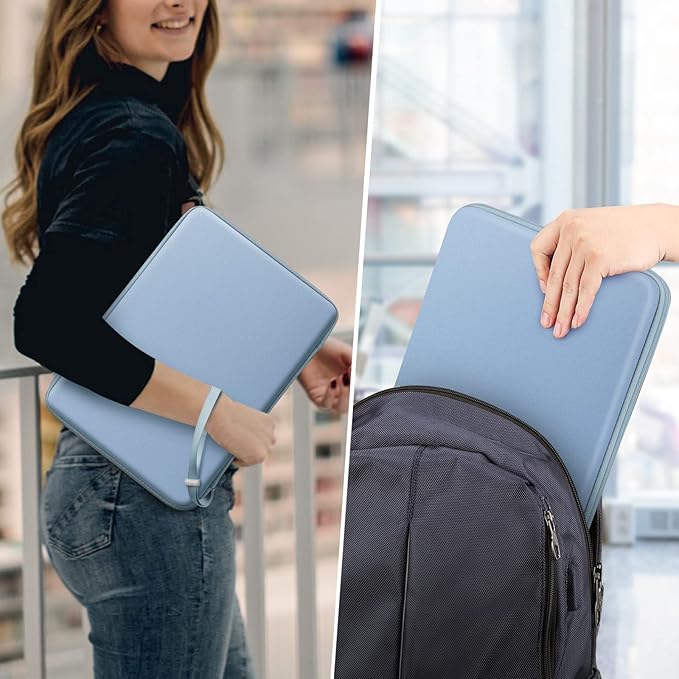 FINPAC Hard Laptop Sleeve Case for 13 inch MacBook Neo A18 Pro, 13 inch MacBook Air 2026 M5/M4/M3/M2, 14 inch MacBook Pro 2026 M5/M4/M3/M2 Pro/Max, Waterproof Case for Dell, Surface Laptop, Ice Blue