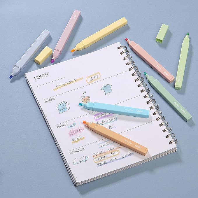 Mr. Pen- Aesthetic Highlighters No Bleed, 8 Pack, Pastel Colors, Chisel Tip, Cute Highlighters Assorted Colors for Journaling, Highlighting, Underlining, Fast Dry, Back to School Supplies