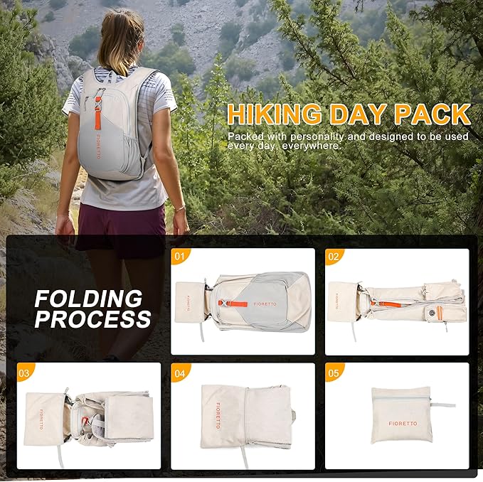 FIORETTO 10L/15L/20L Hiking Backpack for Women Men Mini Packable Backpack Lightweight Small Daypack for Travel Camping